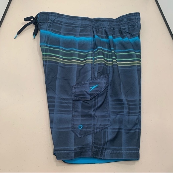 Speedo Swim Trunks Board Shorts Adult Size L Multicolor Nylon Mesh Lined Men - Picture 4 of 8